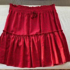 Elegant Red A-Line Skirt with Polka Dots